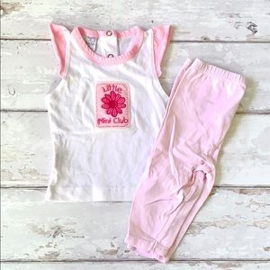 Baby Girl 3-6m Outfit Leggings Tank Top Pink White Shirt 2pc Set 3m 6m